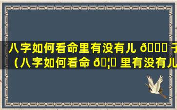 八字如何看命里有没有儿 🐎 子（八字如何看命 🦄 里有没有儿子女儿）